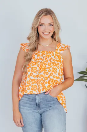 Orange Blossom Floral Print Tank