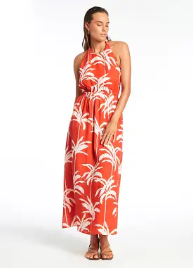 Palme Tie Back Maxi Dress - Cherry