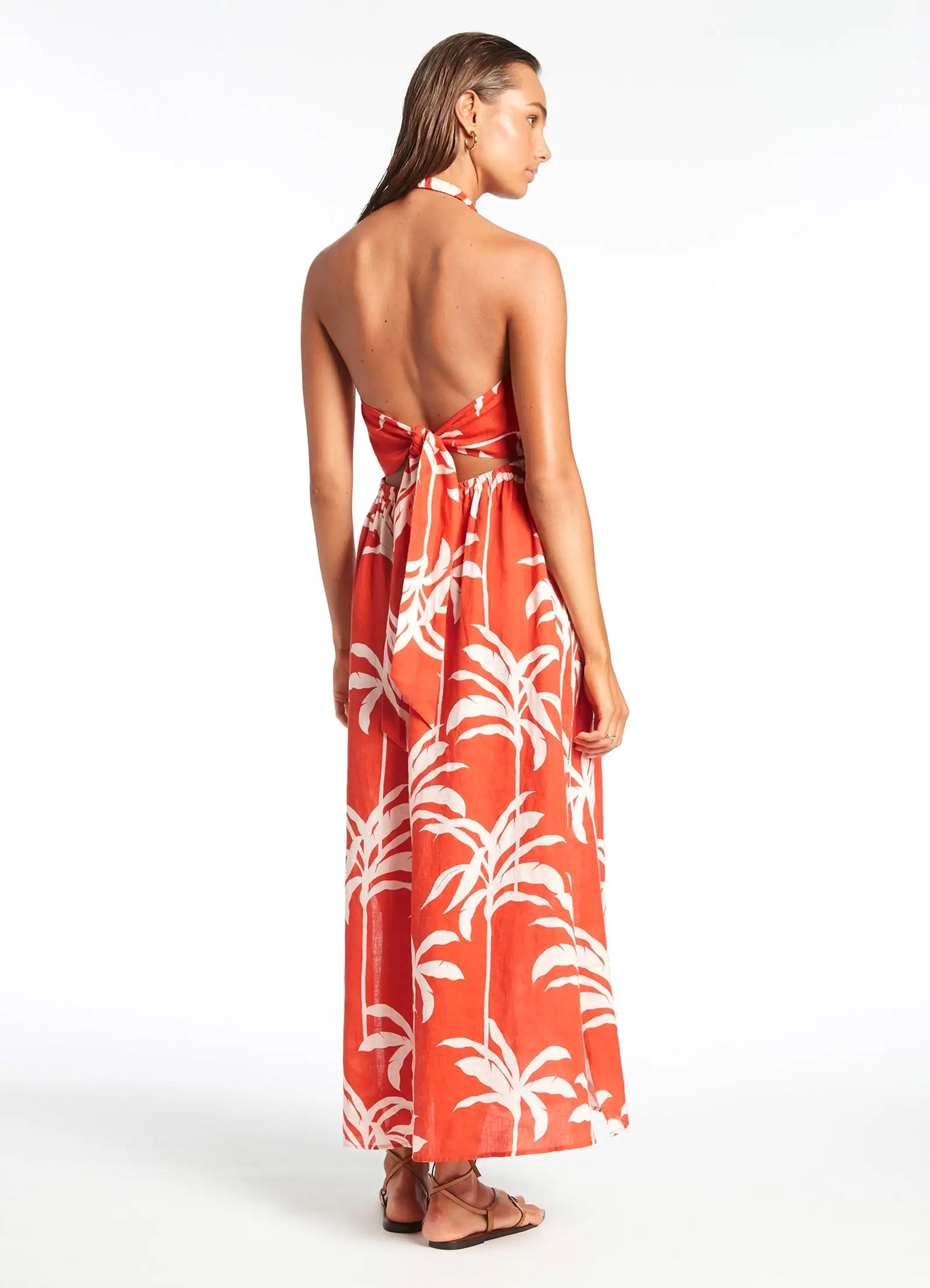 Palme Tie Back Maxi Dress - Cherry