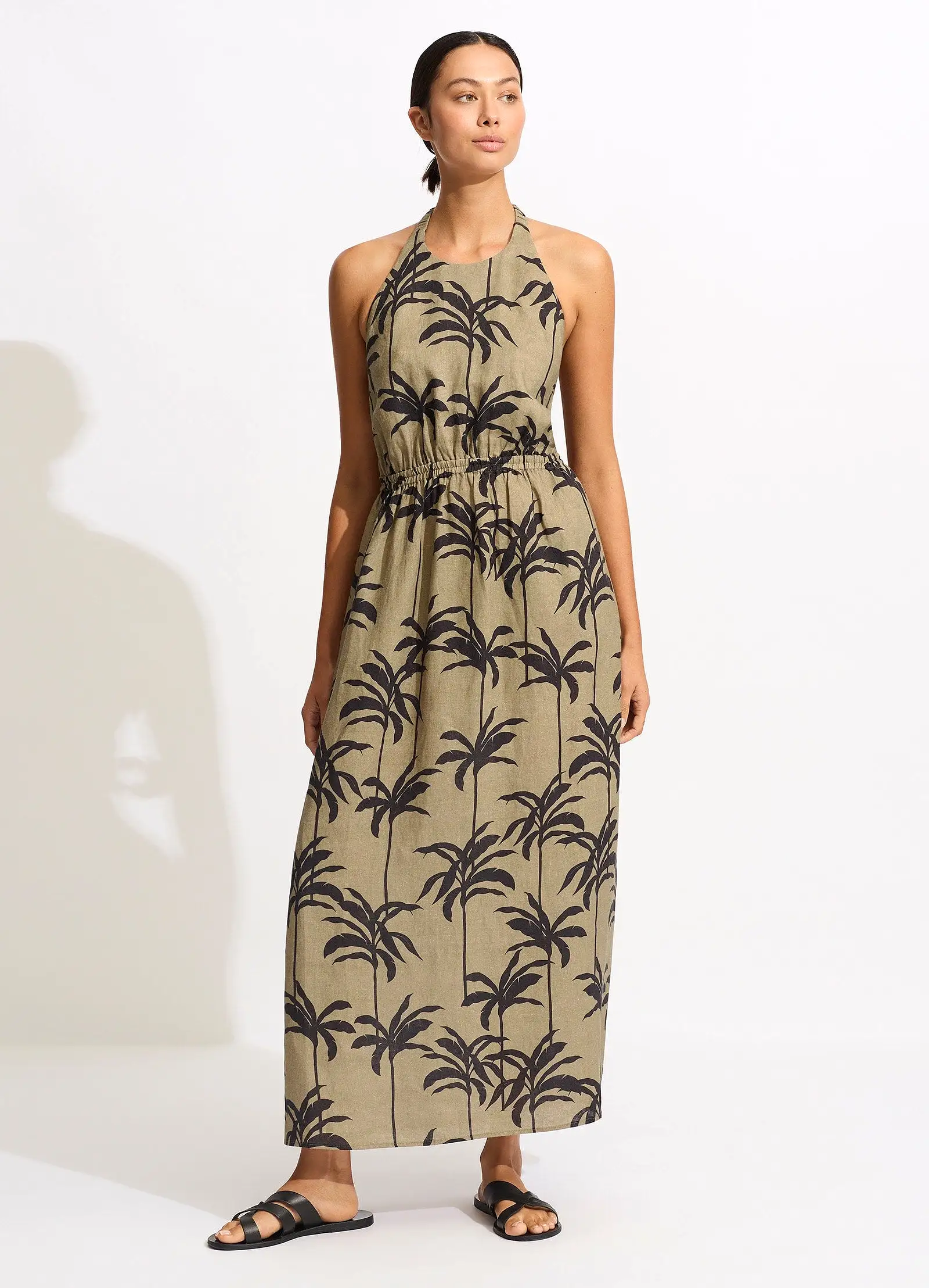 Palme Tie Back Maxi Dress - Olive