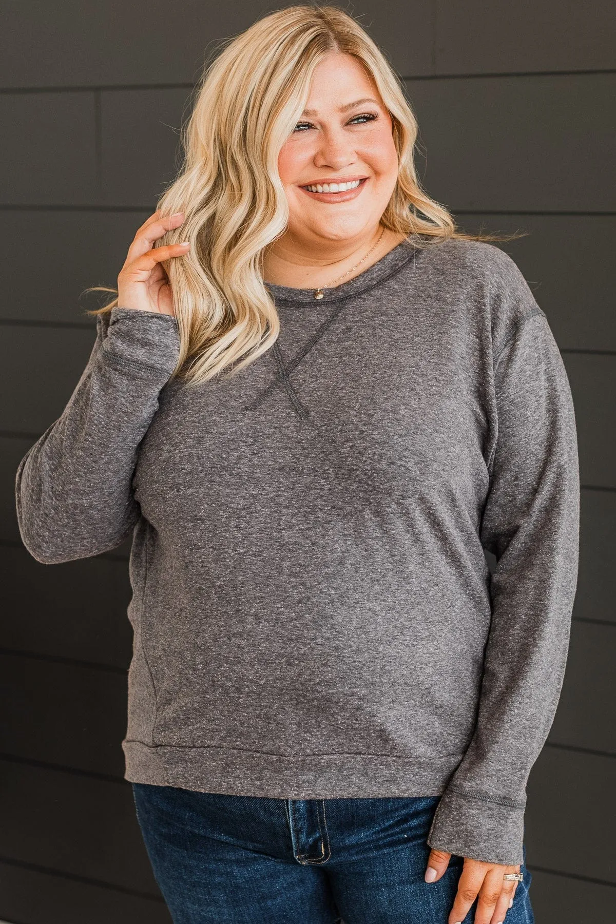 Personal Favorite Long Sleeve Top- Charcoal