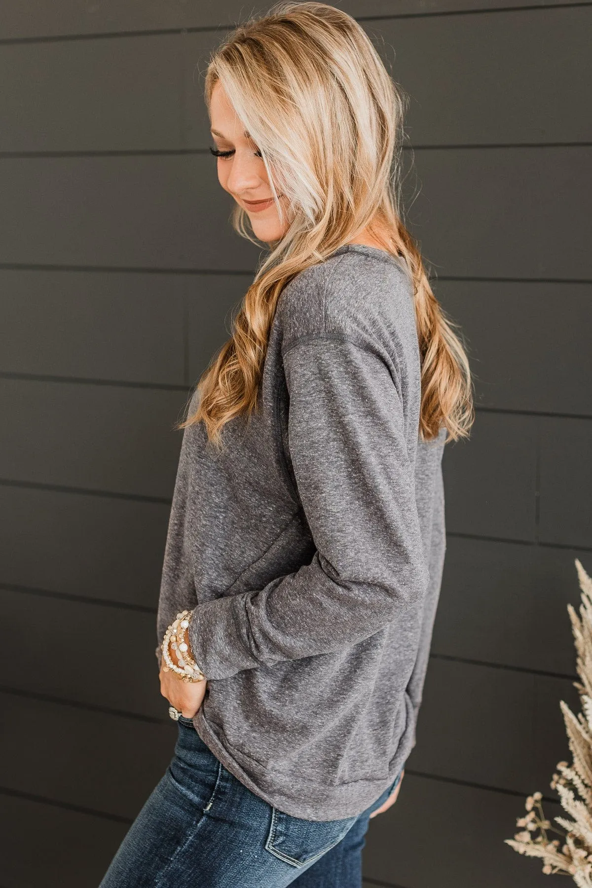 Personal Favorite Long Sleeve Top- Charcoal