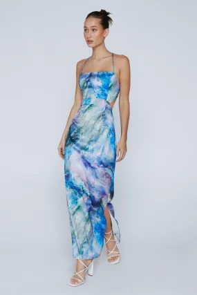 Petite Strappy Marble Tie Back Maxi Dress