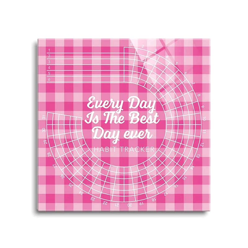 Pink Dream Checkered Habit Tracker Best Day Ever Board