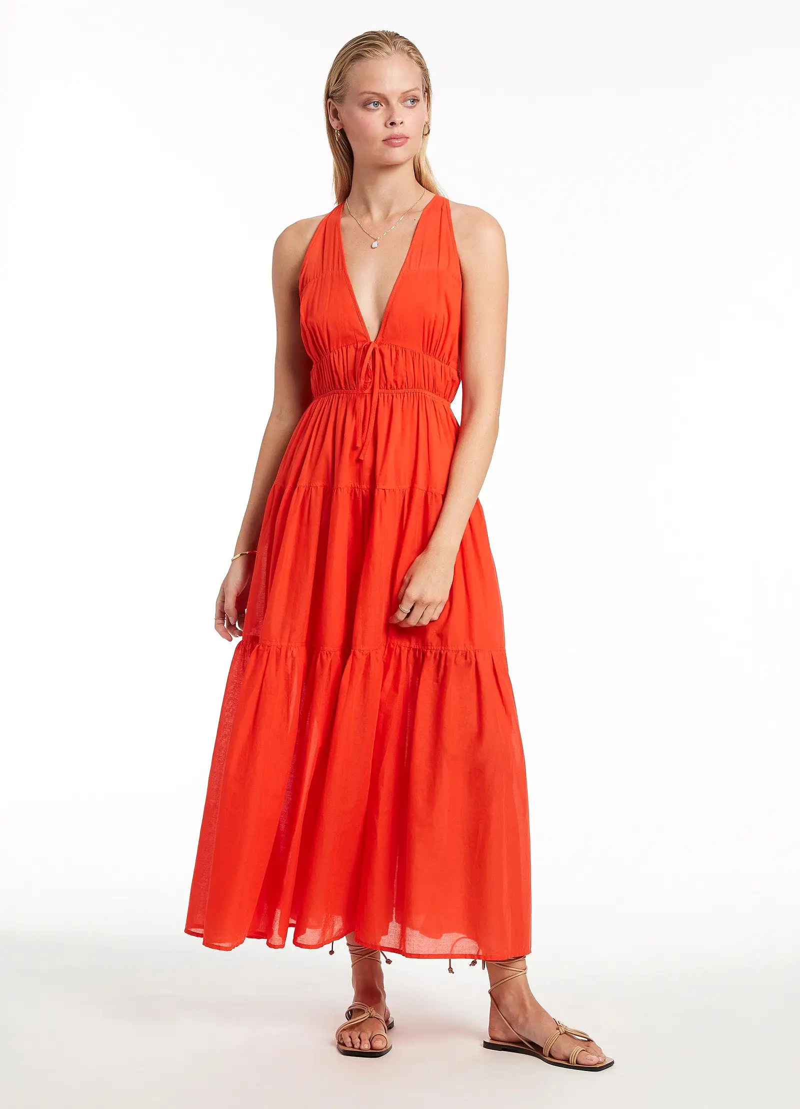 Playa Tie Maxi Dress - Fiamma