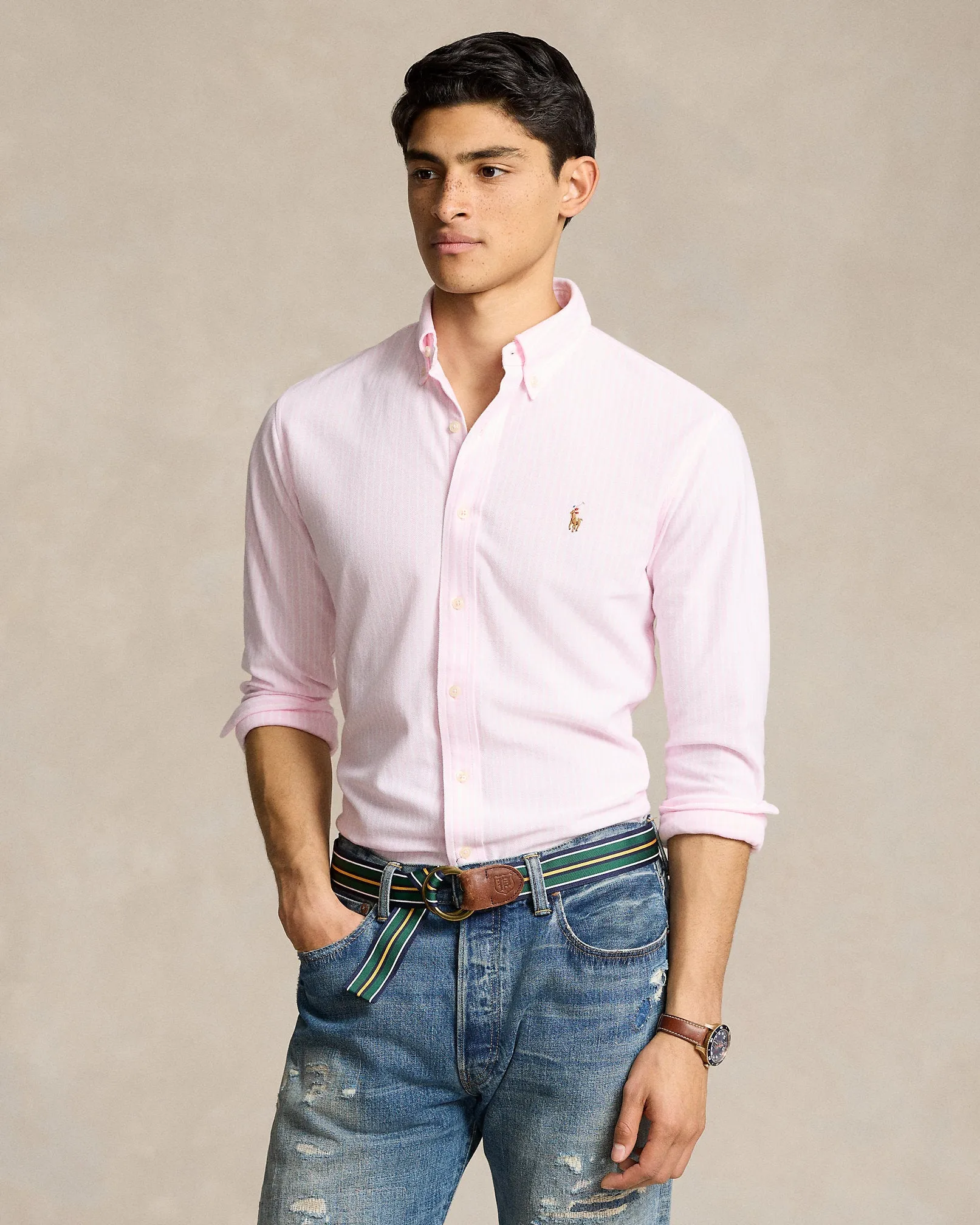 Polo Ralph Lauren - Chemise Oxford en coton piqué rayé