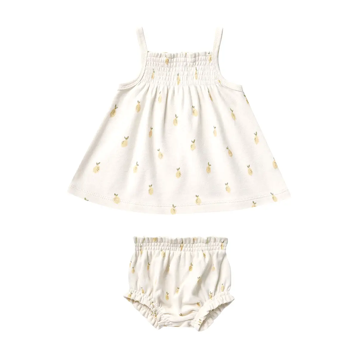 Quincy Mae Smocked Tank + Bloomer Set - Lemons