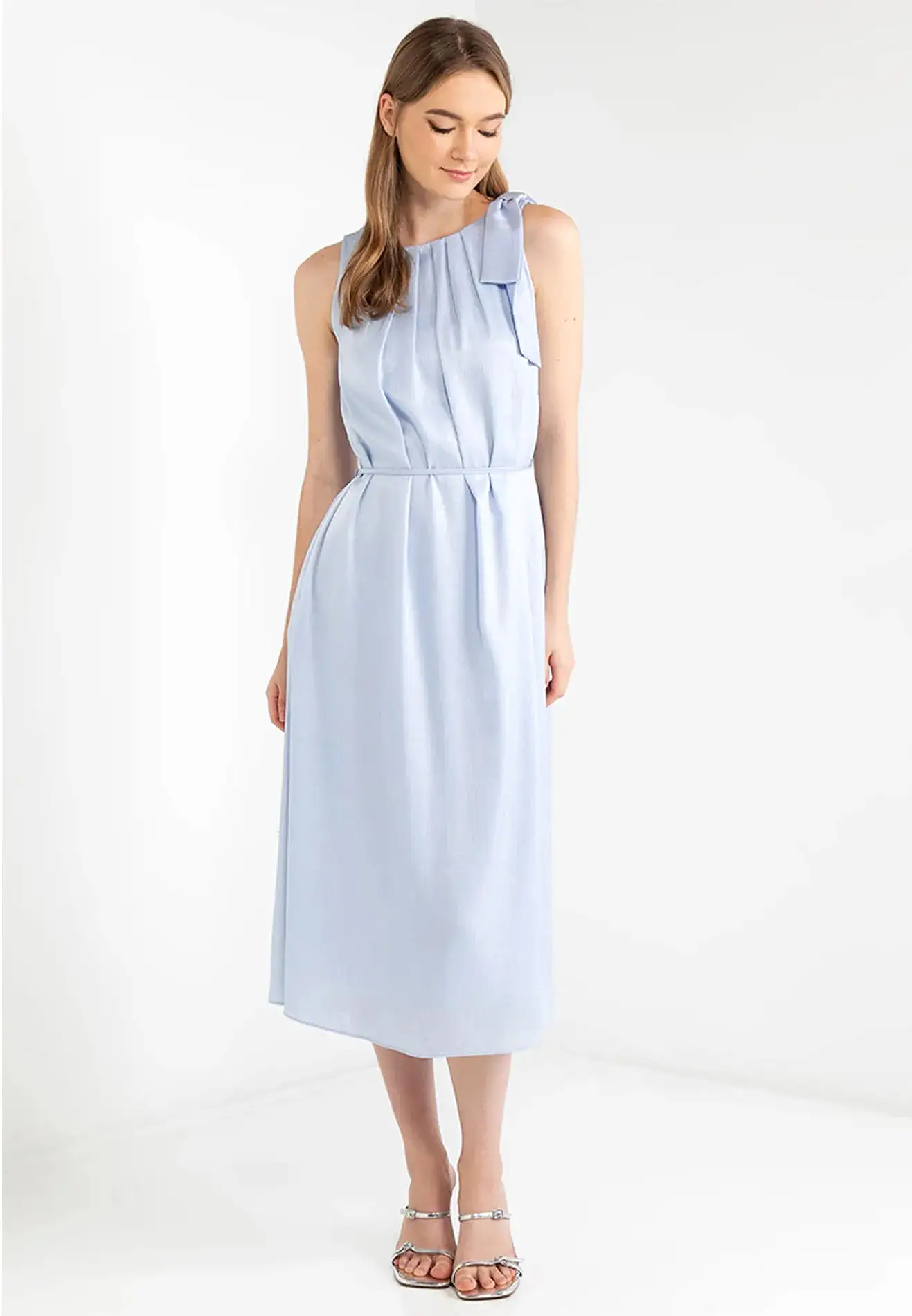 Ribbon Tie Sleeveless Maxi Dress