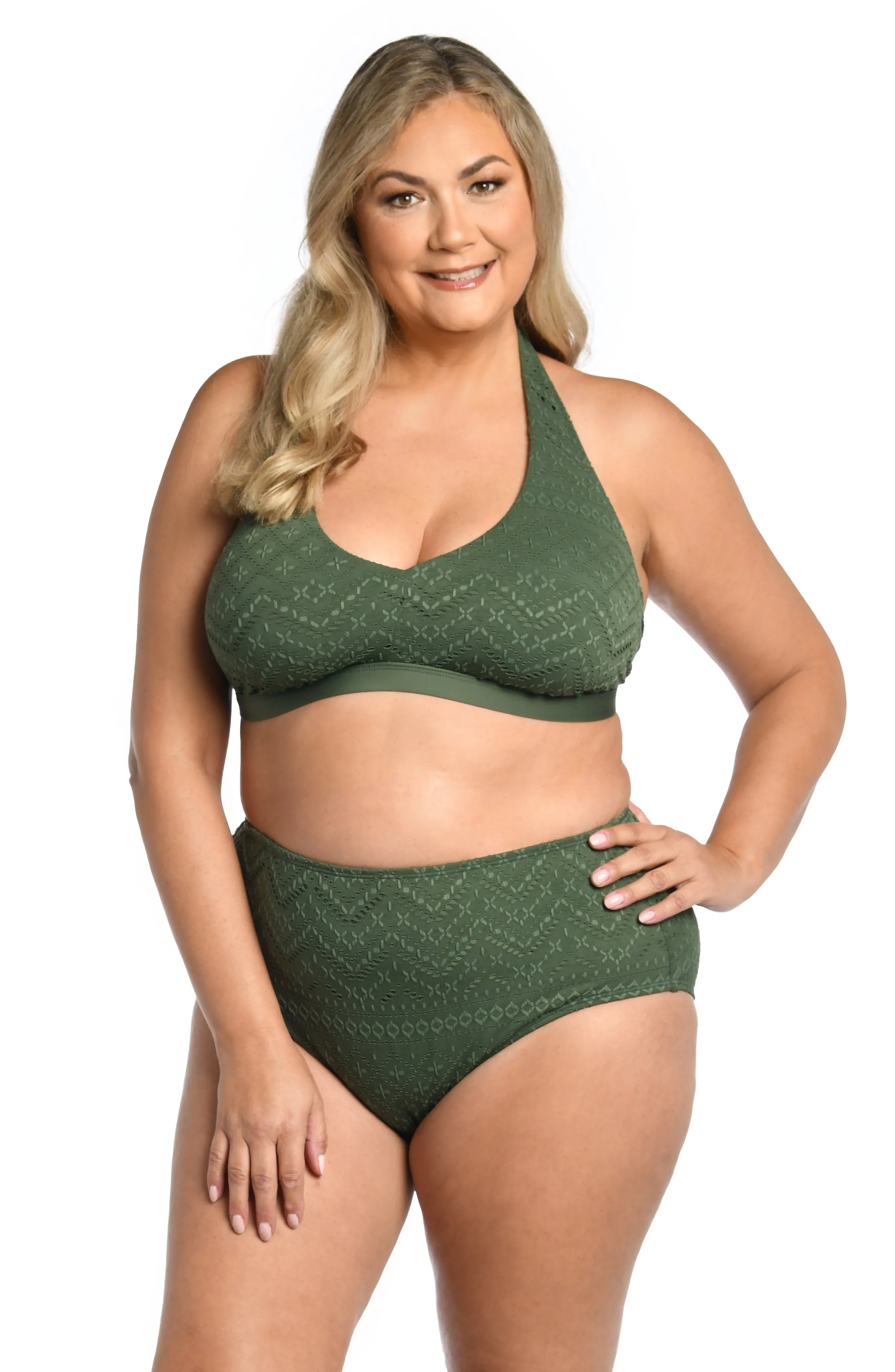 Saltwater Sands Halter Bra Top - Olive