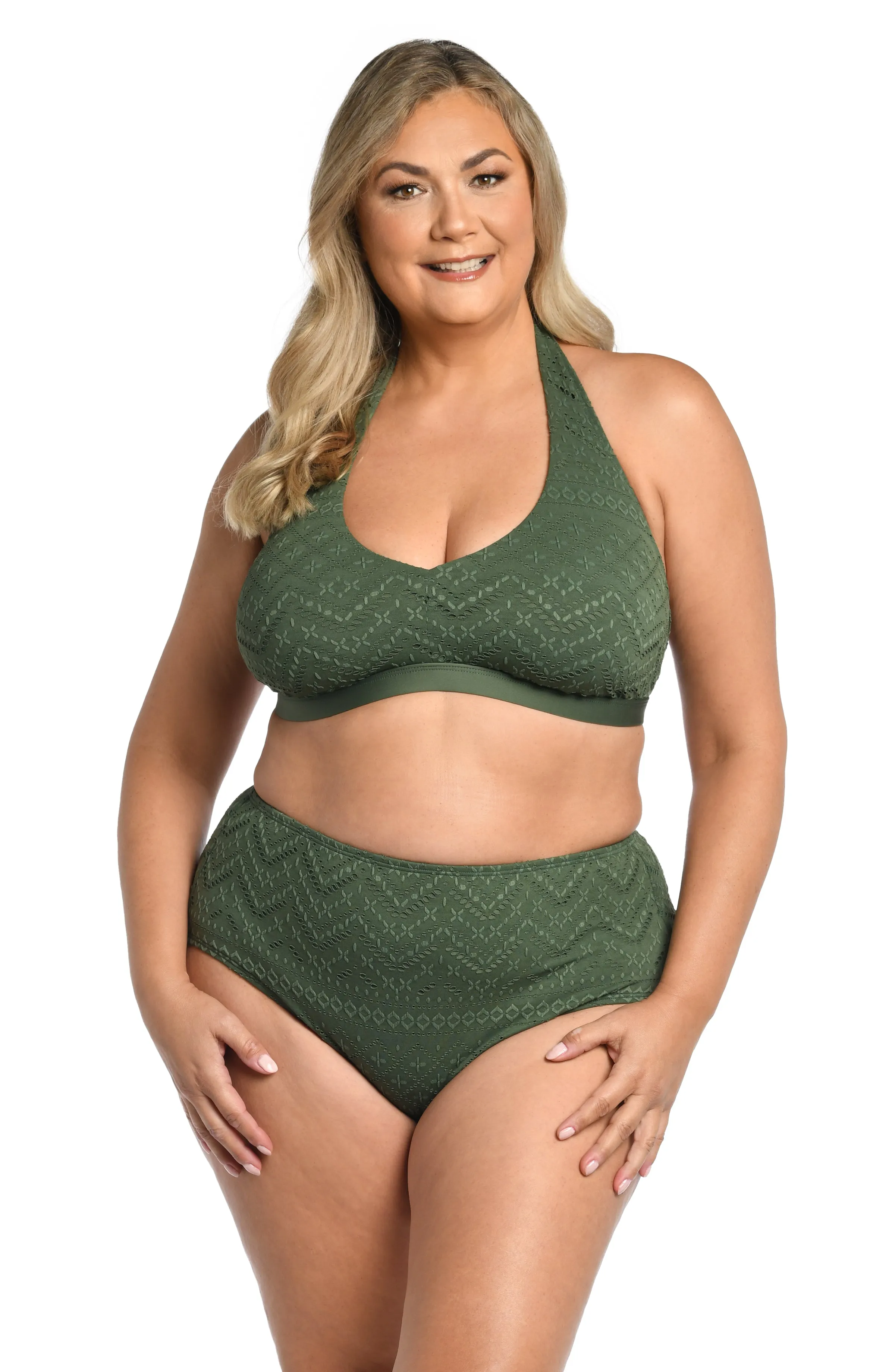 Saltwater Sands Halter Bra Top - Olive