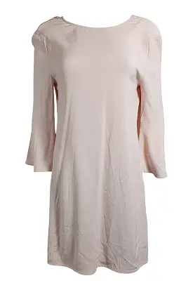 SANDRO Ballet Pink 3/4 Sleeve Tie Back Shirt Dress (3 | UK 12 | EU 40)