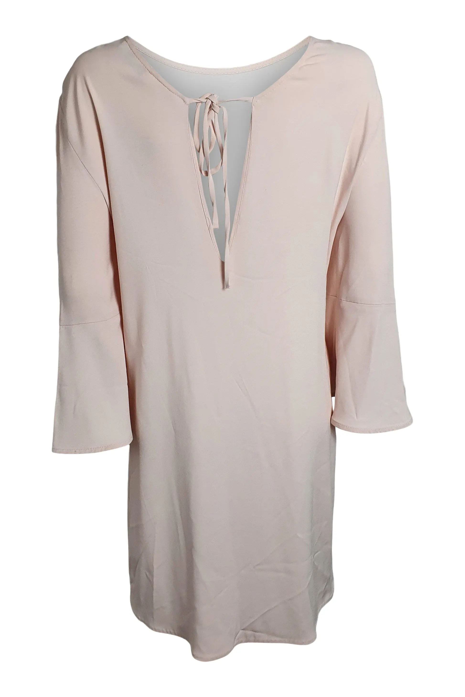 SANDRO Ballet Pink 3/4 Sleeve Tie Back Shirt Dress (3 | UK 12 | EU 40)