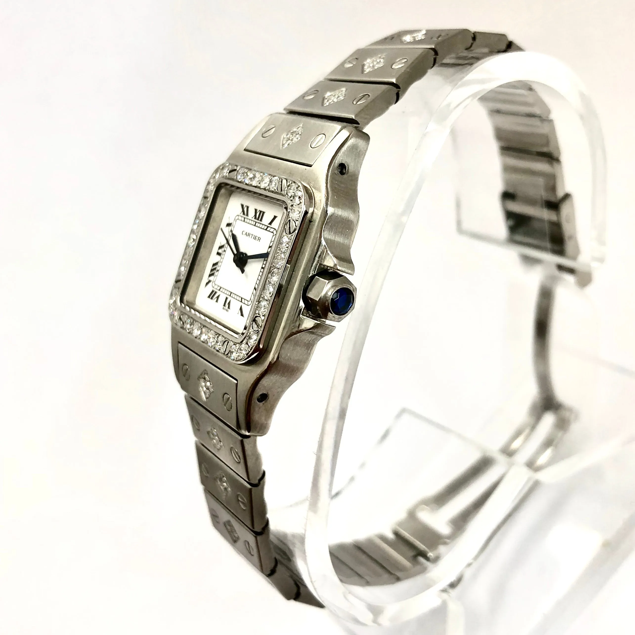 SANTOS De CARTIER Automatic 24mm Steel 0.72TCW DIAMOND Watch