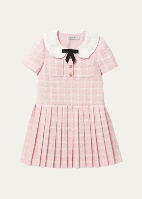 Self-Portrait Girl's Boucle Check-Print Dress, Size 3T-12