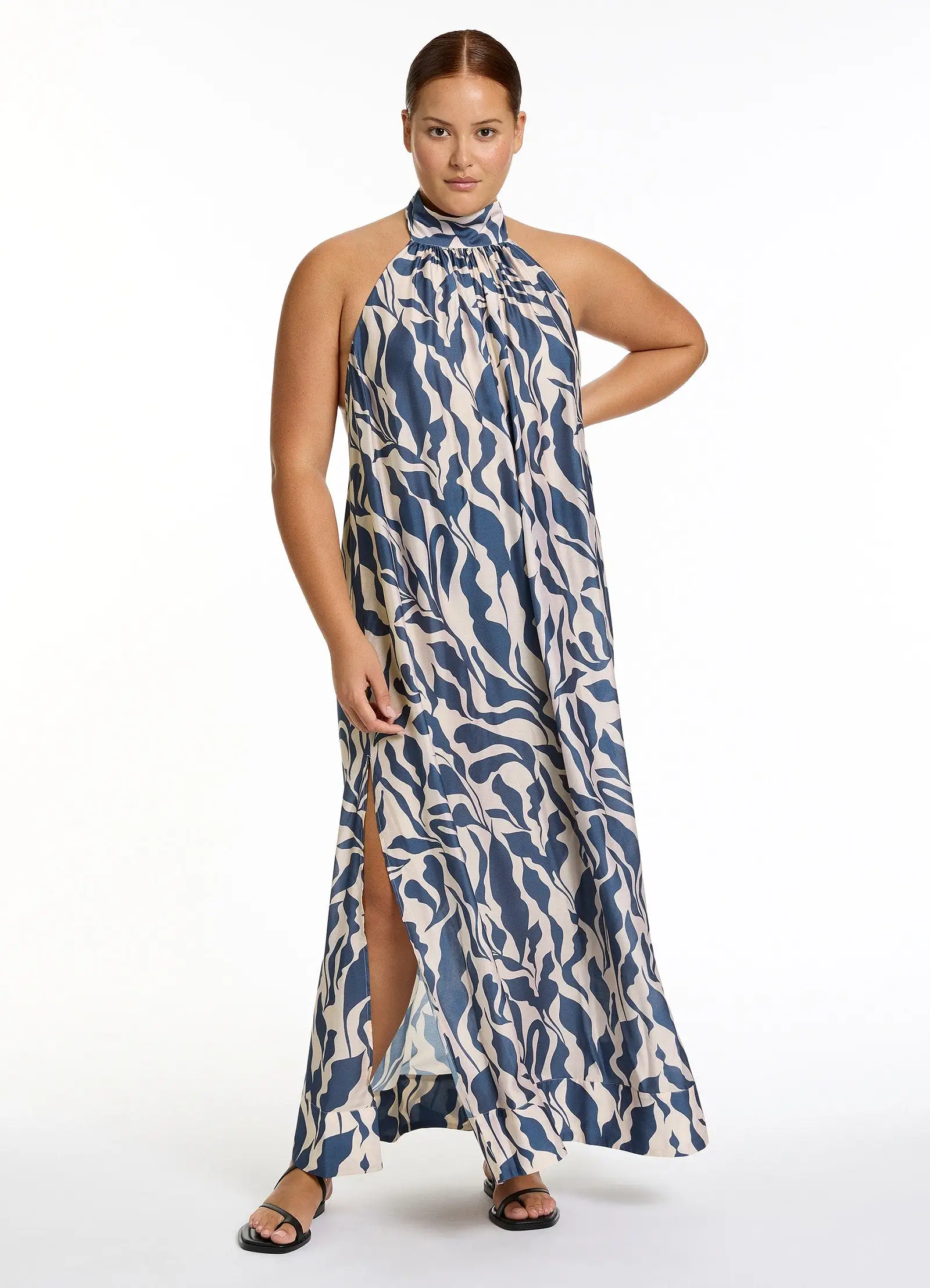 Sereno Halter Maxi Dress - Steel Blue