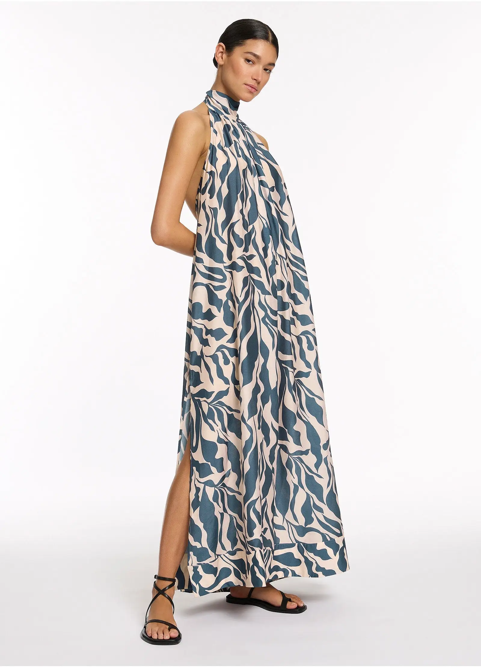 Sereno Halter Maxi Dress - Steel Blue