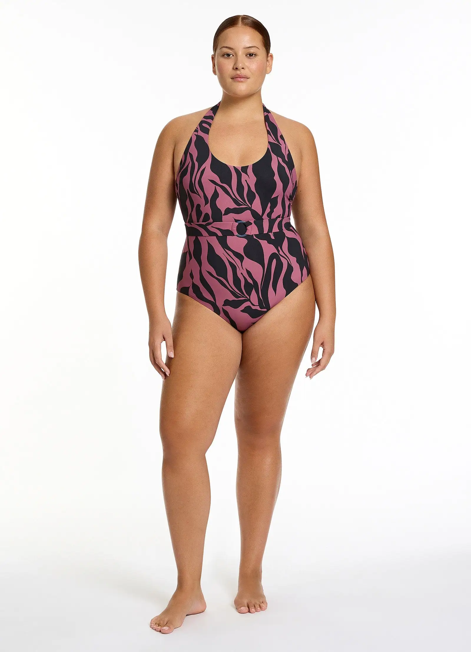 Sereno Retro Halter One Piece - Mauve