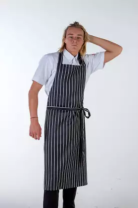 Sidney striped black/white bib Chef Apron Large size no pocket