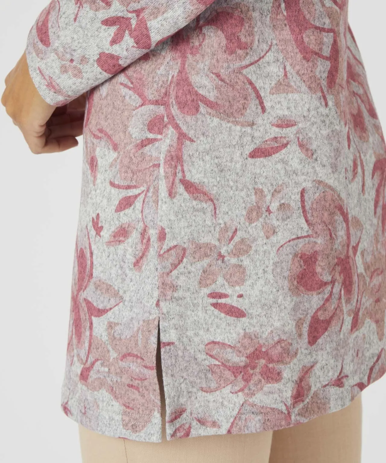 Skin Soft Floral Print Long Sleeved Brushed Tunic