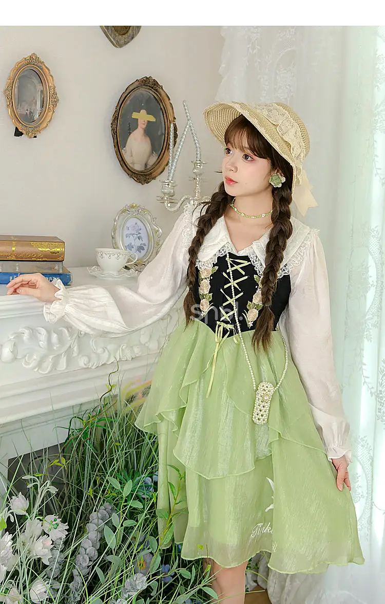 Spring Lovely Flower Girl Green Dress ON622