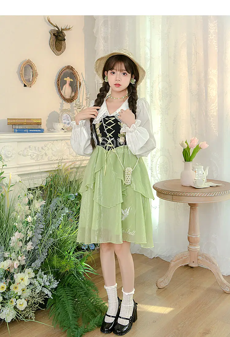 Spring Lovely Flower Girl Green Dress ON622