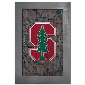 Stanford Cardinal 11'' x 19'' Framed Team City Map Sign