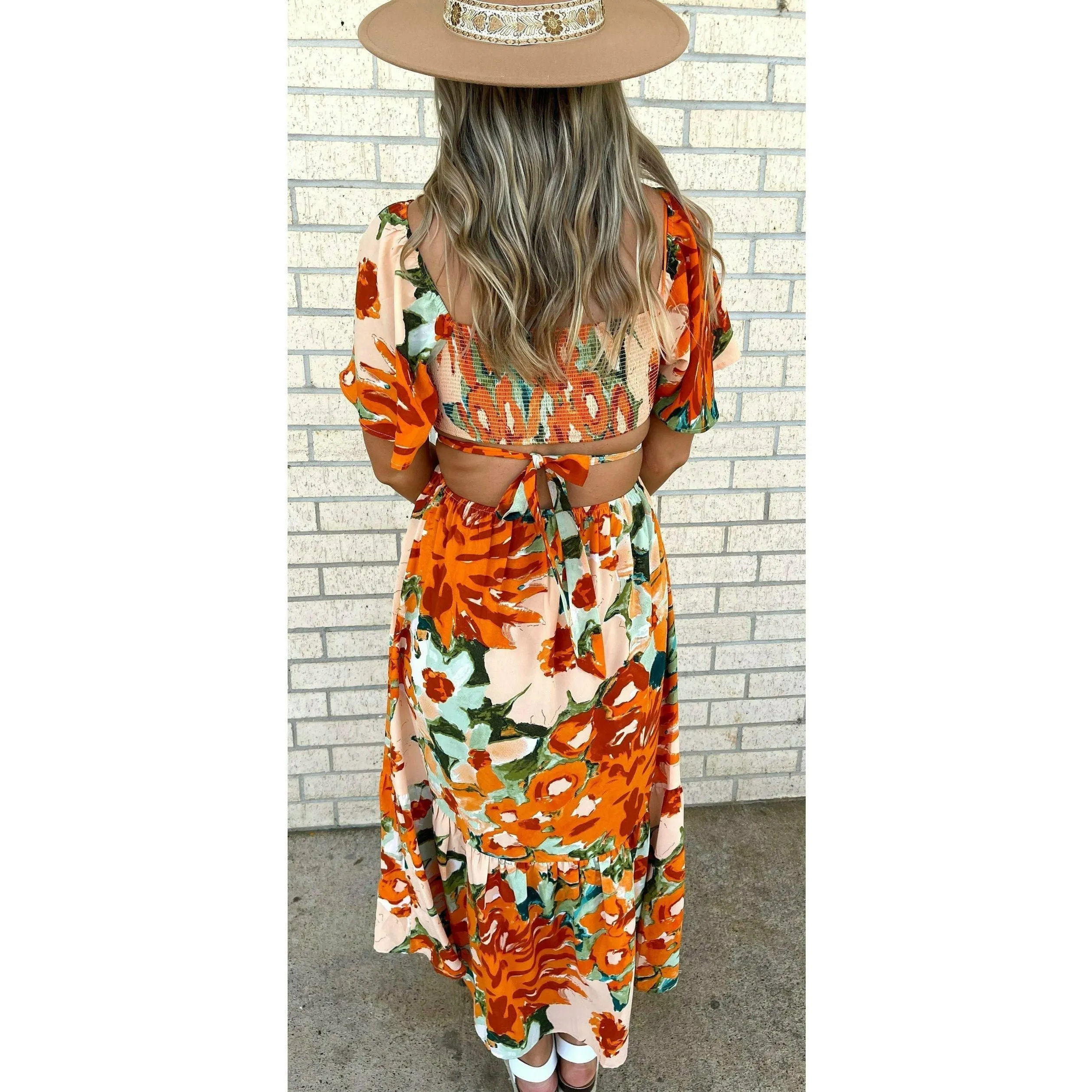 Sunny Floral Maxi Back Tie Dress