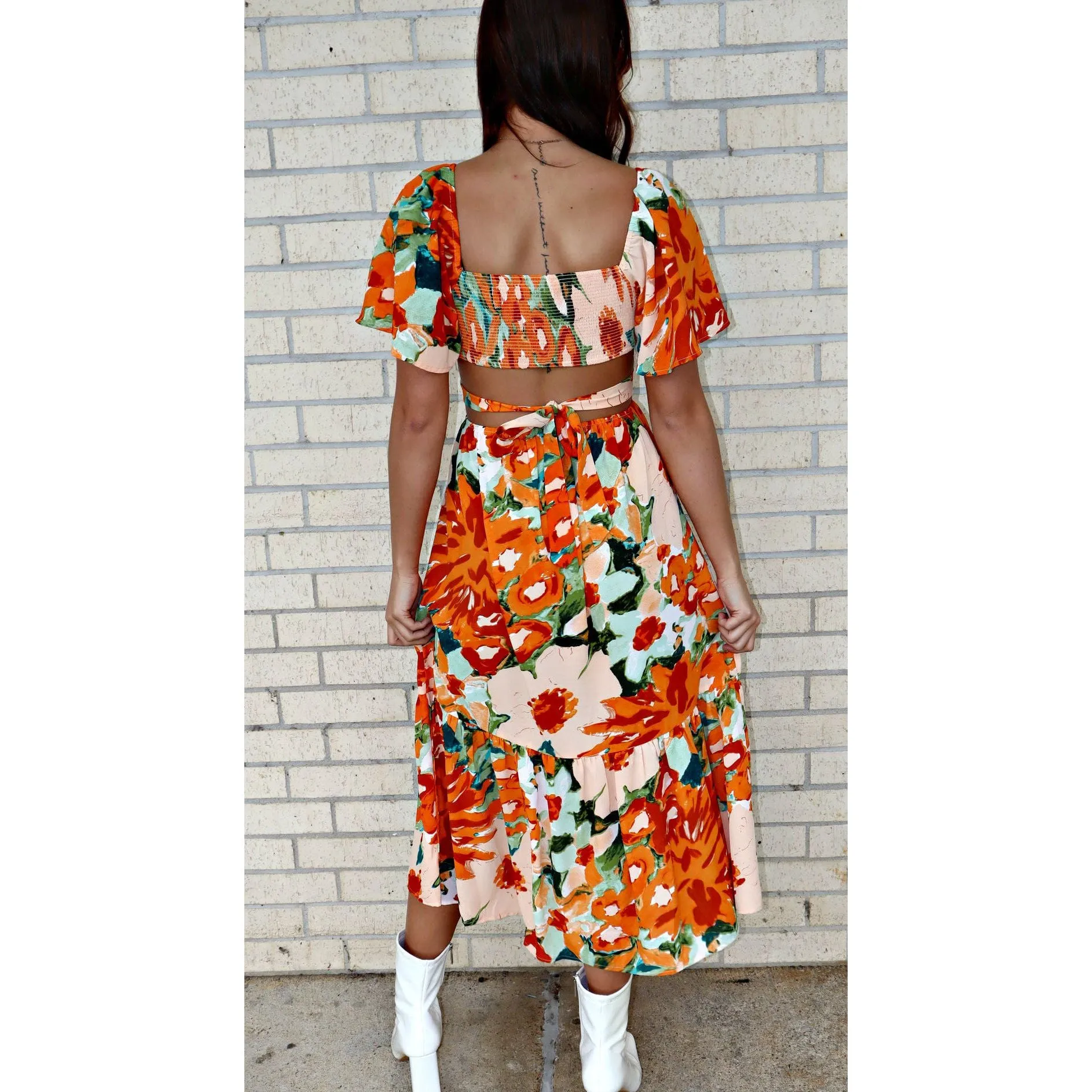 Sunny Floral Maxi Back Tie Dress