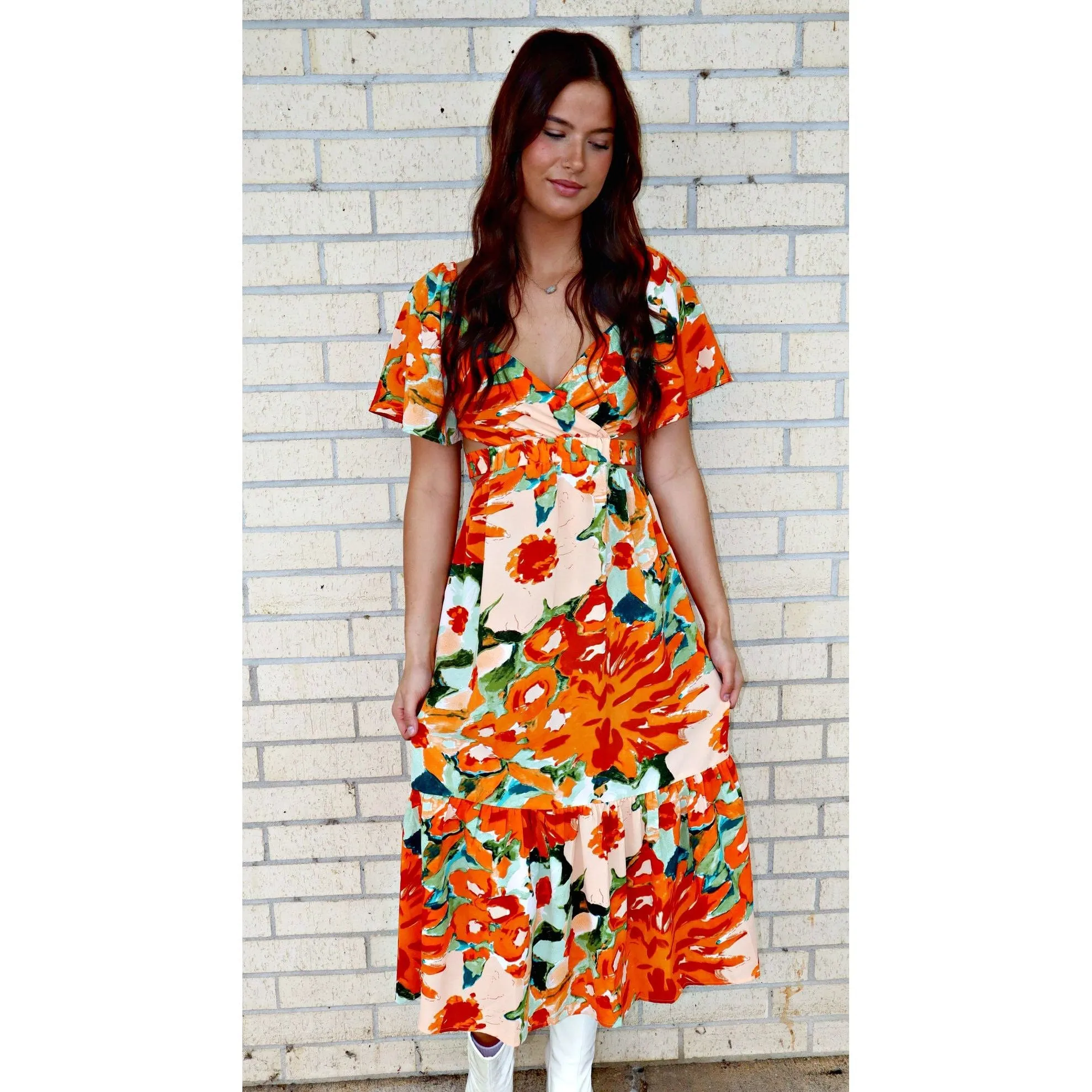 Sunny Floral Maxi Back Tie Dress