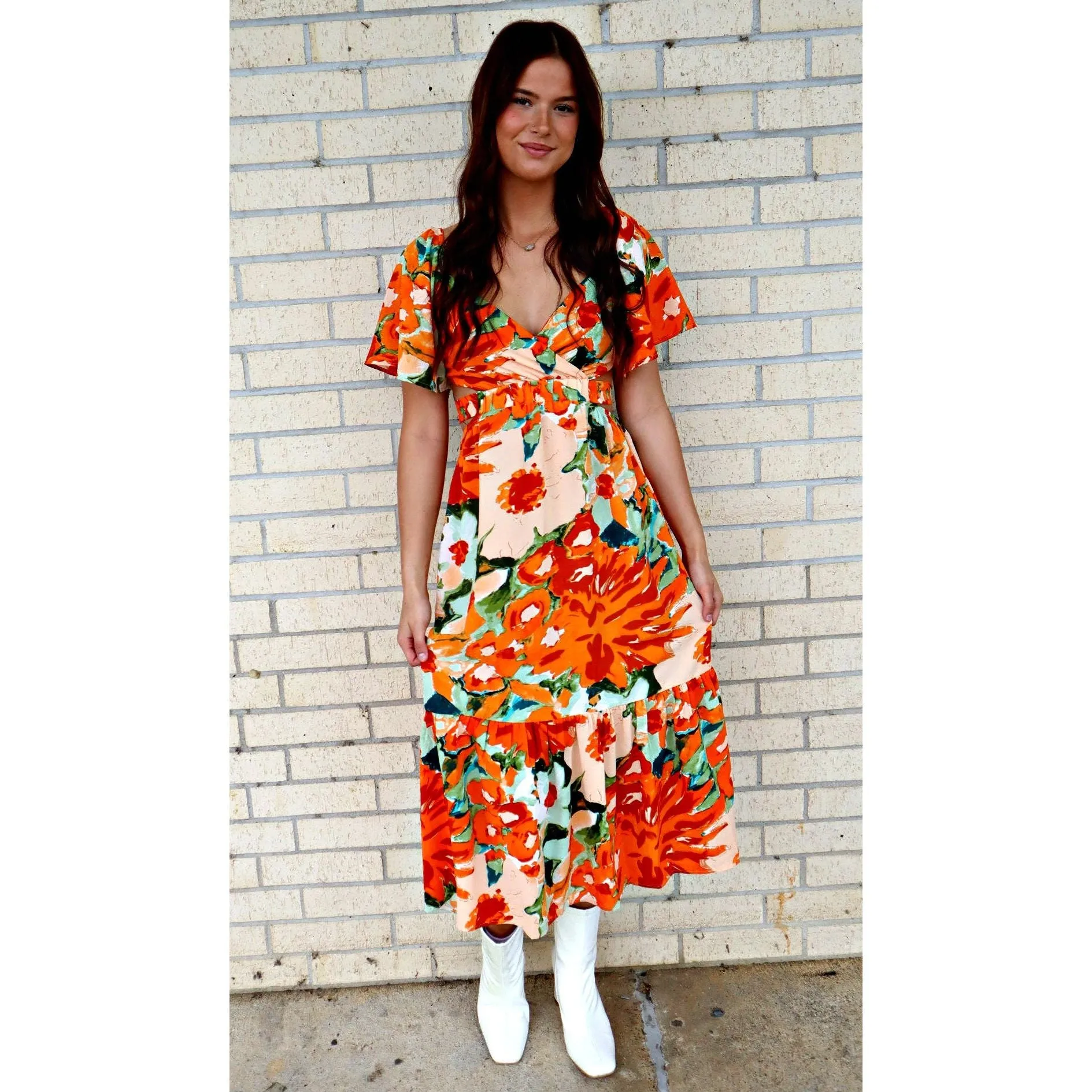 Sunny Floral Maxi Back Tie Dress