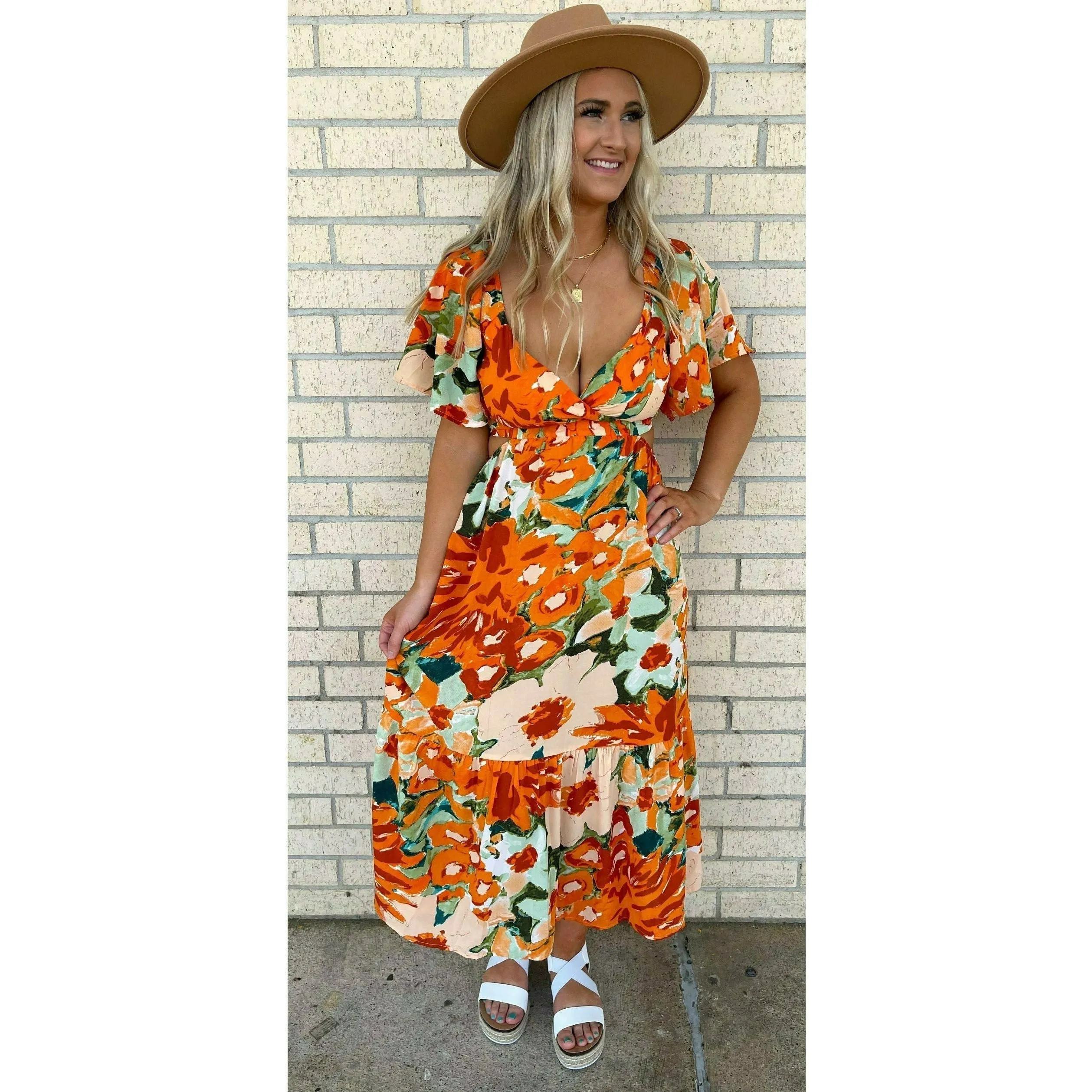 Sunny Floral Maxi Back Tie Dress