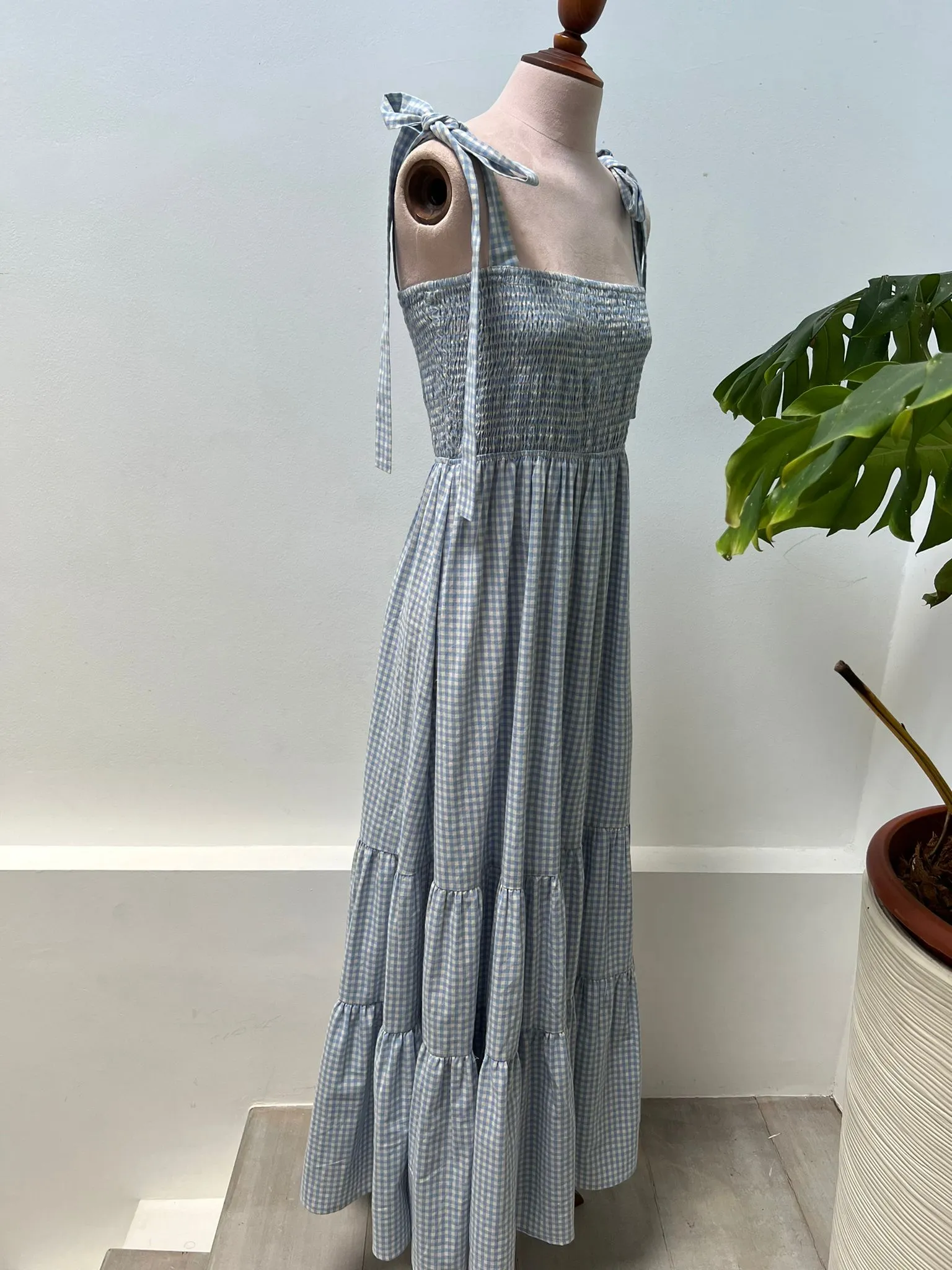 Tansy Tie Strap Shirred Bust Maxi Dress