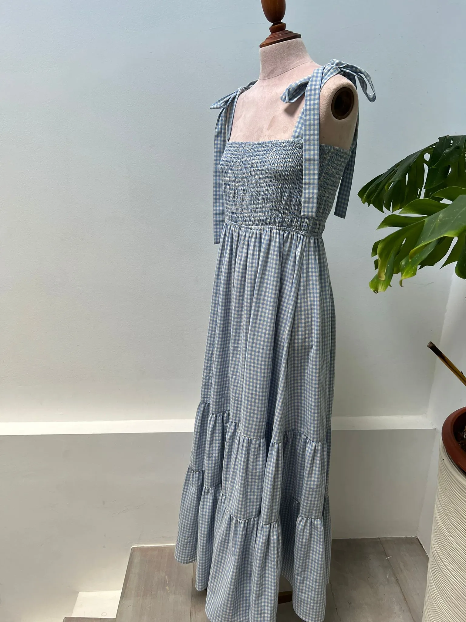 Tansy Tie Strap Shirred Bust Maxi Dress