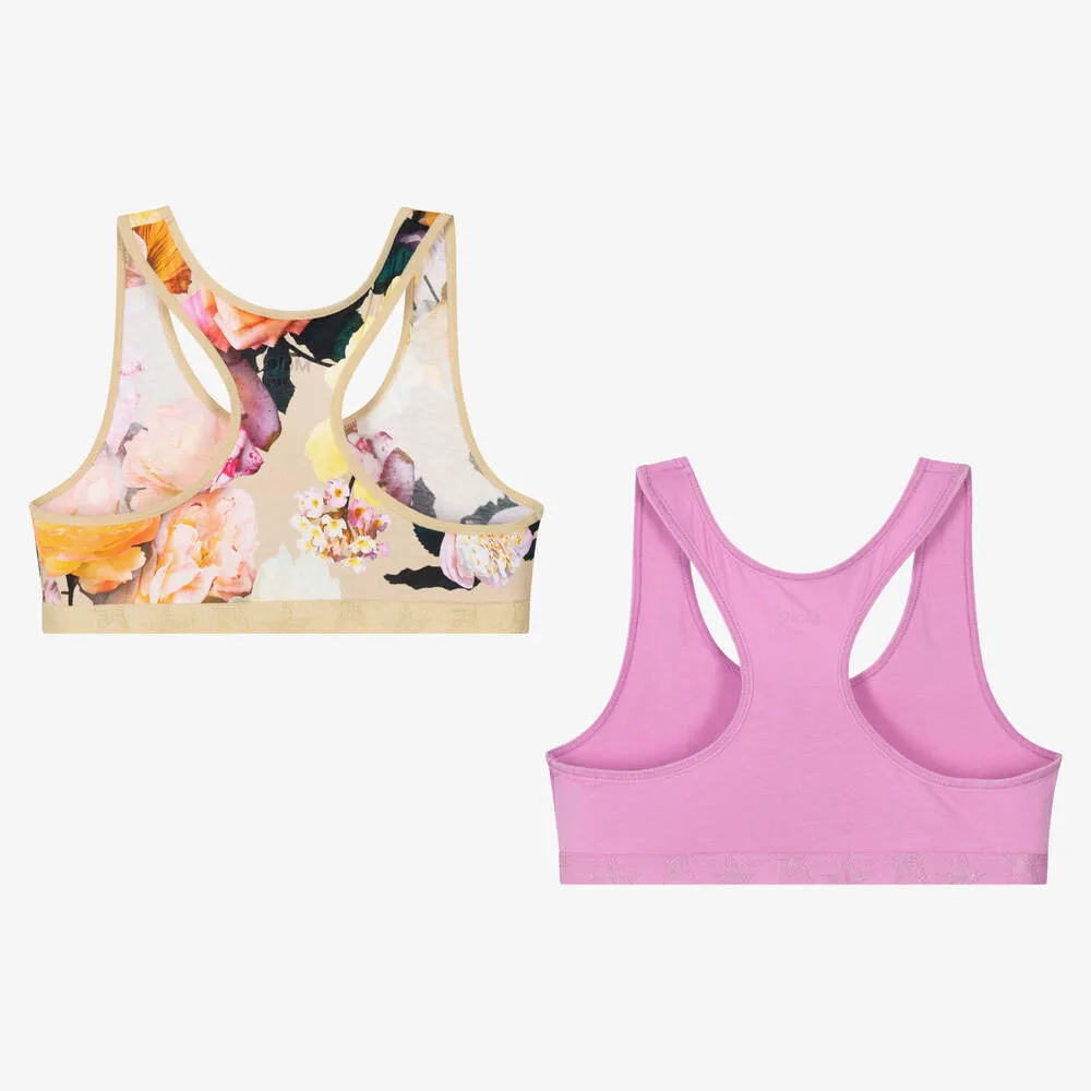 Teen Girls Beige & Pink Bra Top (2 Pack)