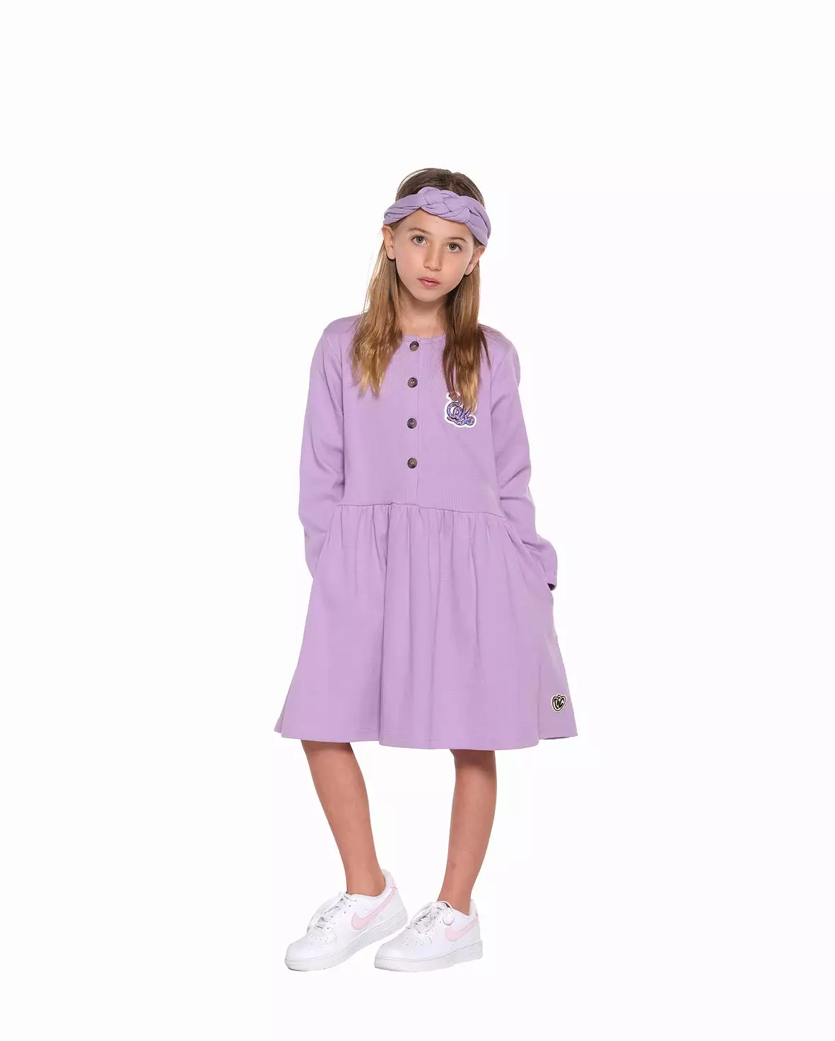 TGC Wavy Snake Front Button Dress - Lilac