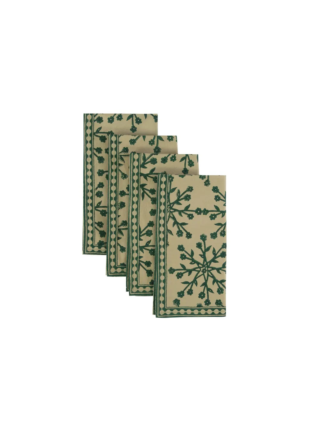 The Classic Block Print Napkin, Set of 4 - Two Ferns Floral / Cotton