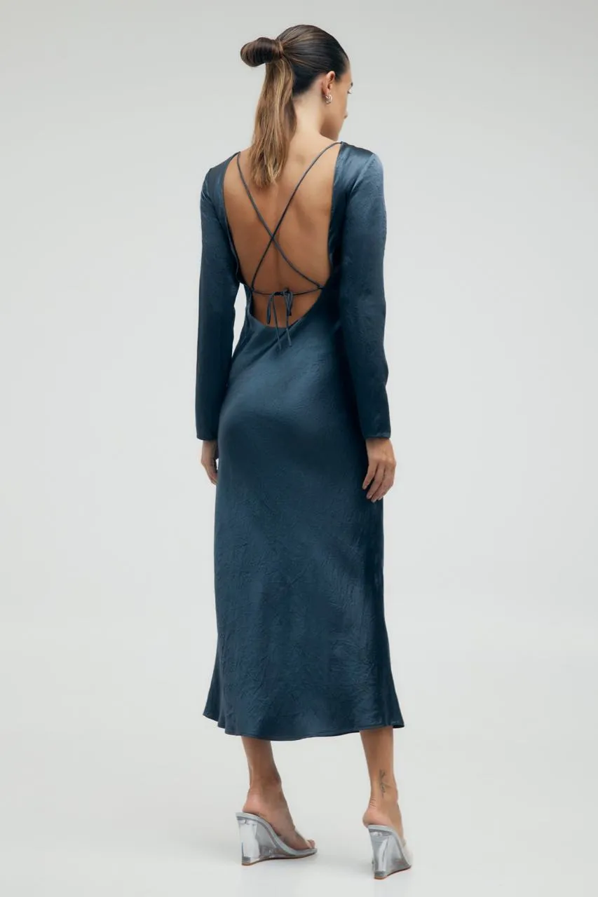 Third Form Crush Tie Back Maxi Dress - Gun Metal