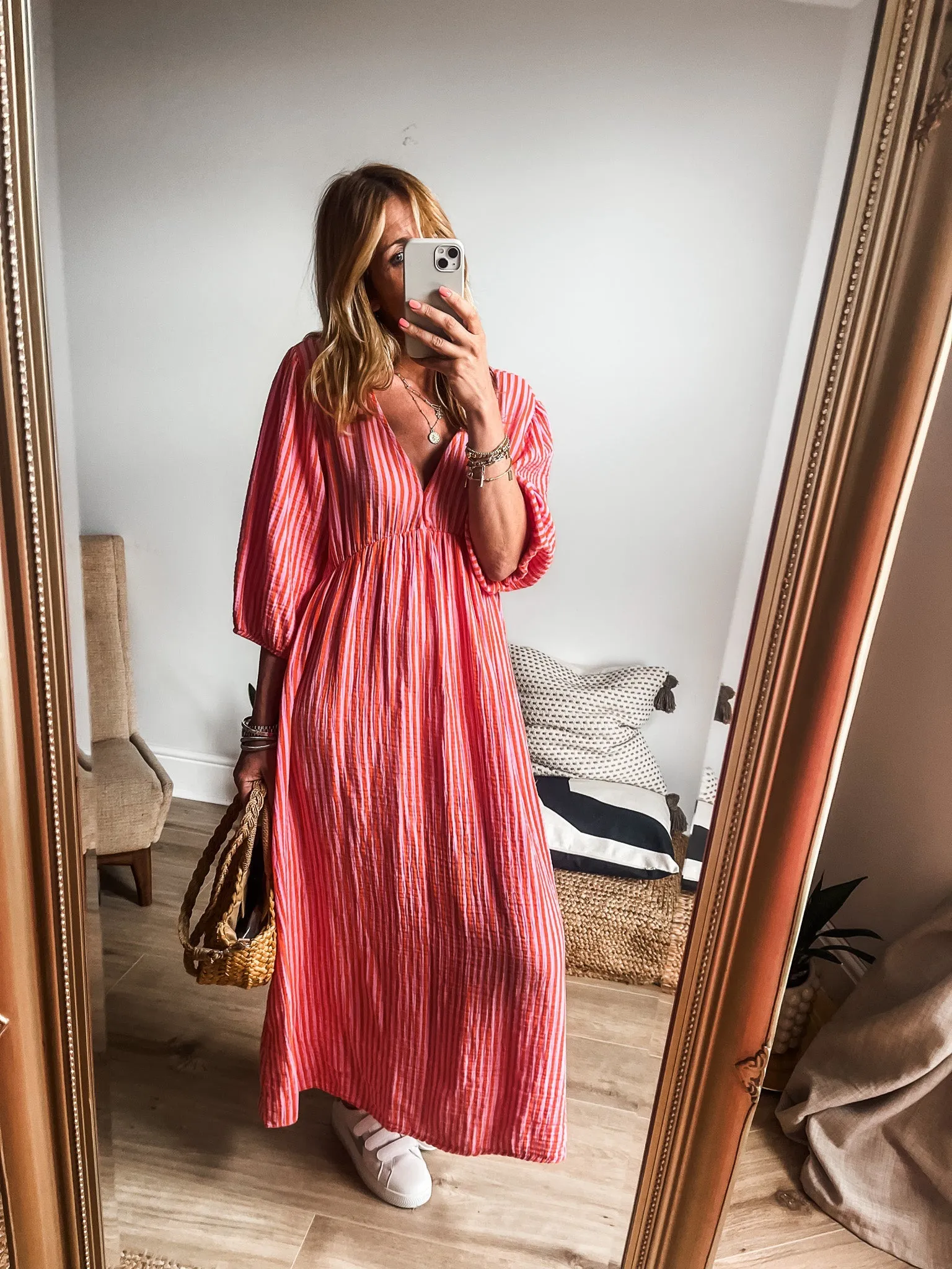 Tie Back Cotton Maxi Dress