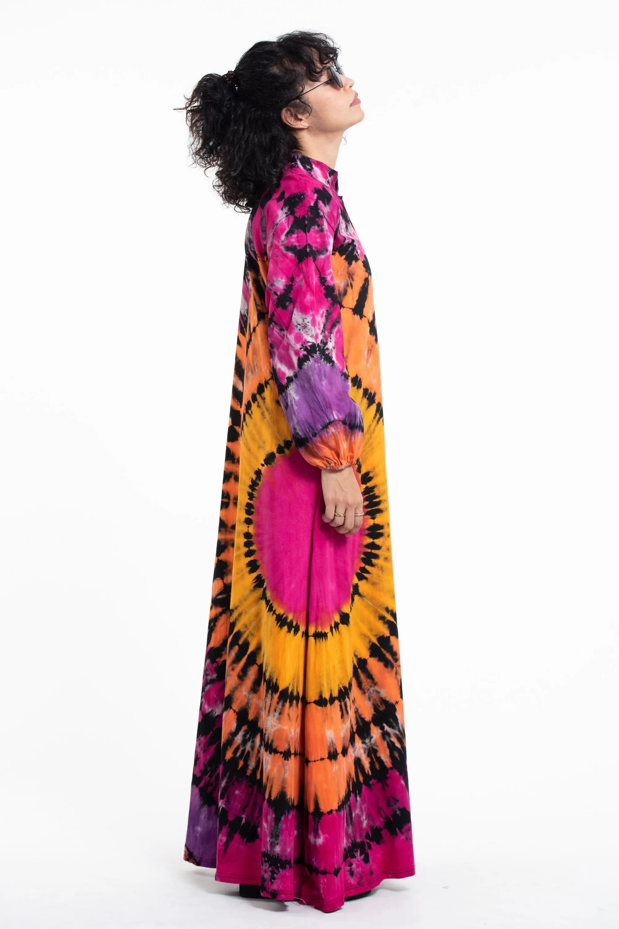 Tie Dye Long Sleeve Maxi Dress in Festival Black