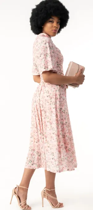 Tina Floral Midi Dress Apricot