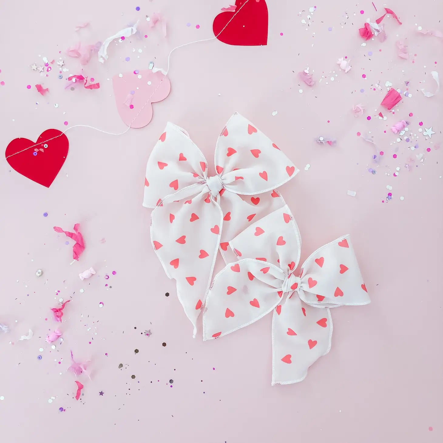 Tiny Wonder - Red Hearts Crepe Bow