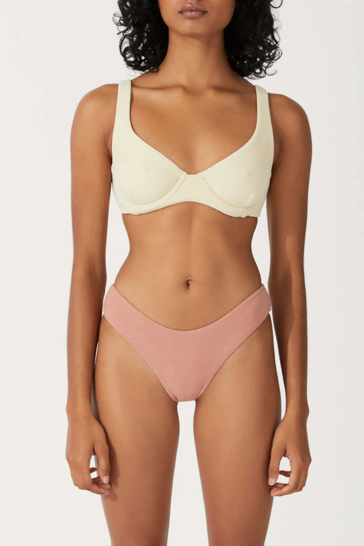 Towelling Bra Cup Top - Sand