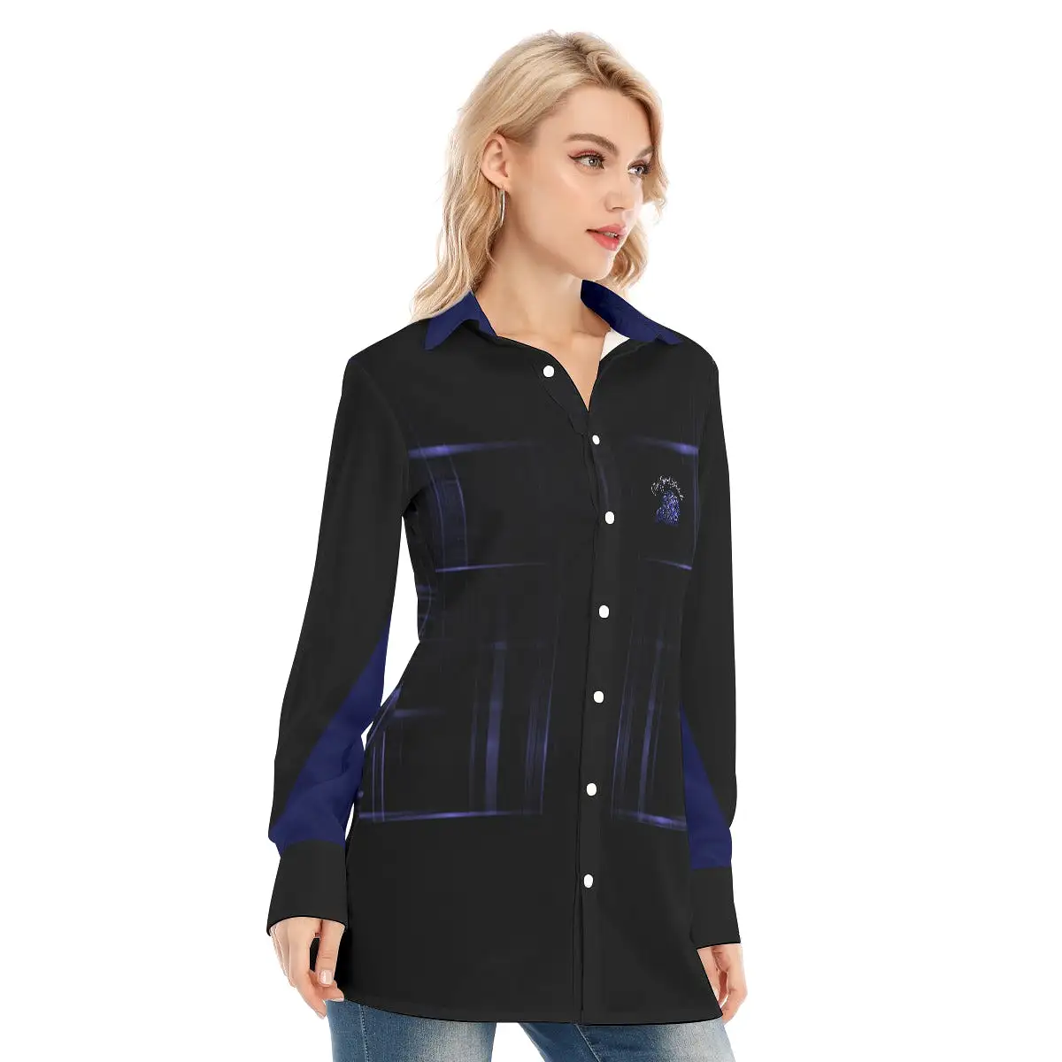 TRP Matrix 02 Designer Collared Long Sleeve Button Up Blouse