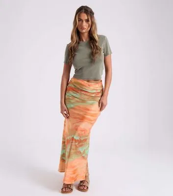 Urban Bliss Orange Tie Dye Maxi Skirt New Look