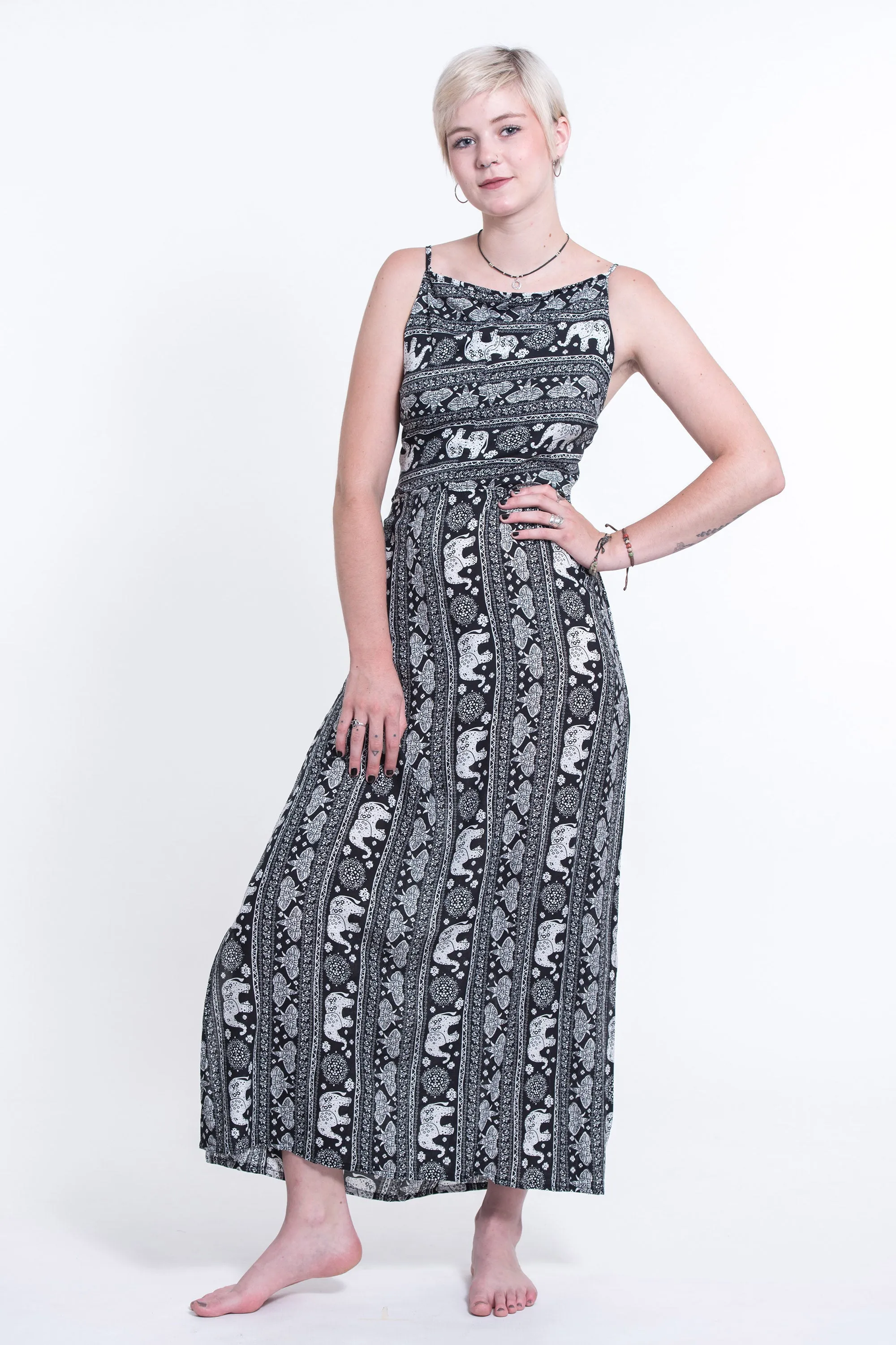 Wild Elephant Tie Back Maxi Dress in Black