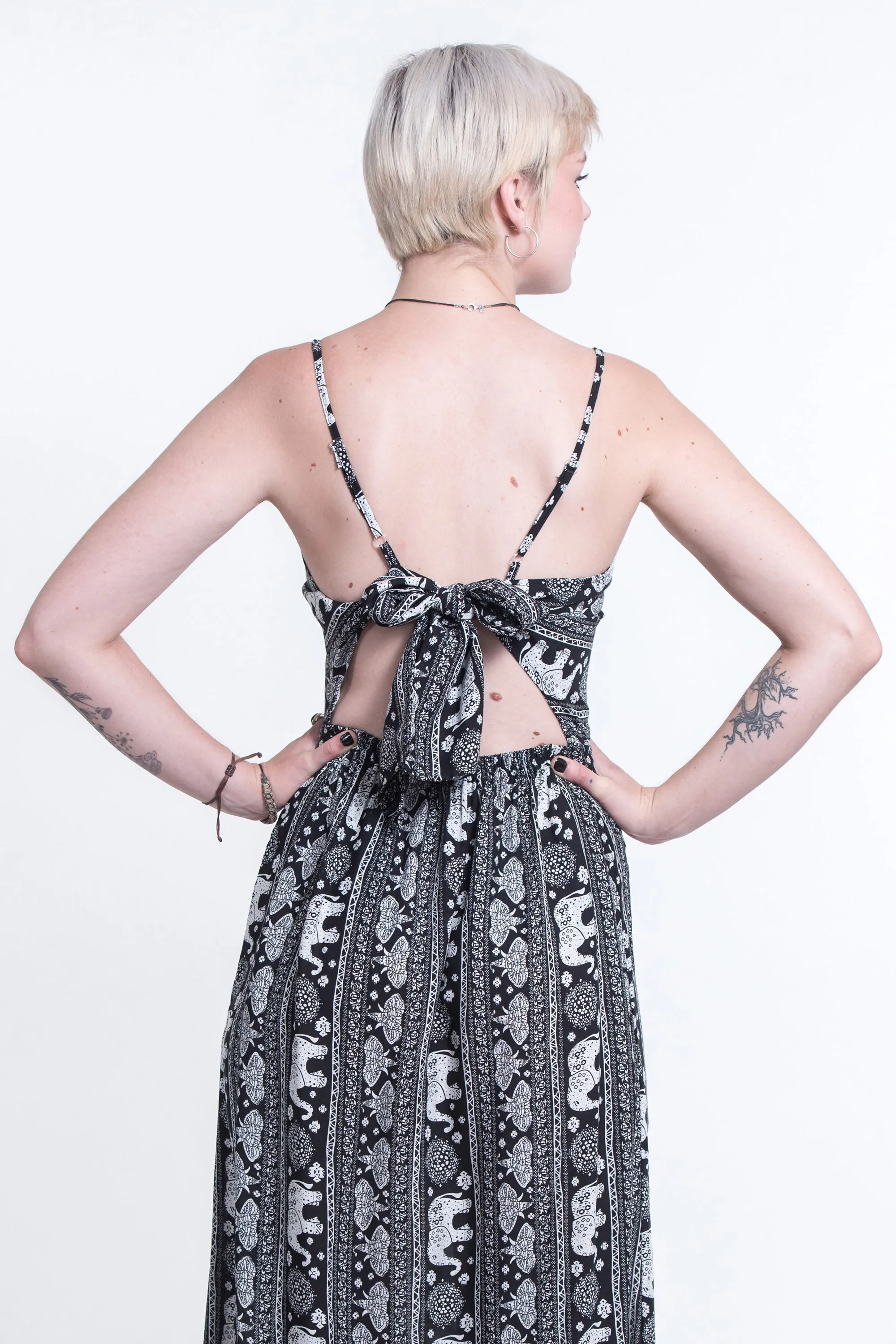 Wild Elephant Tie Back Maxi Dress in Black