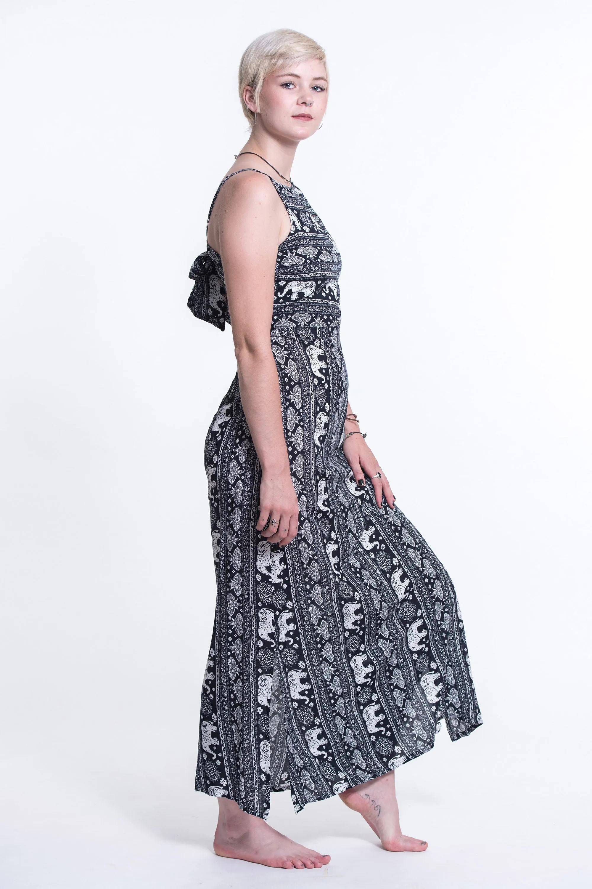 Wild Elephant Tie Back Maxi Dress in Navy