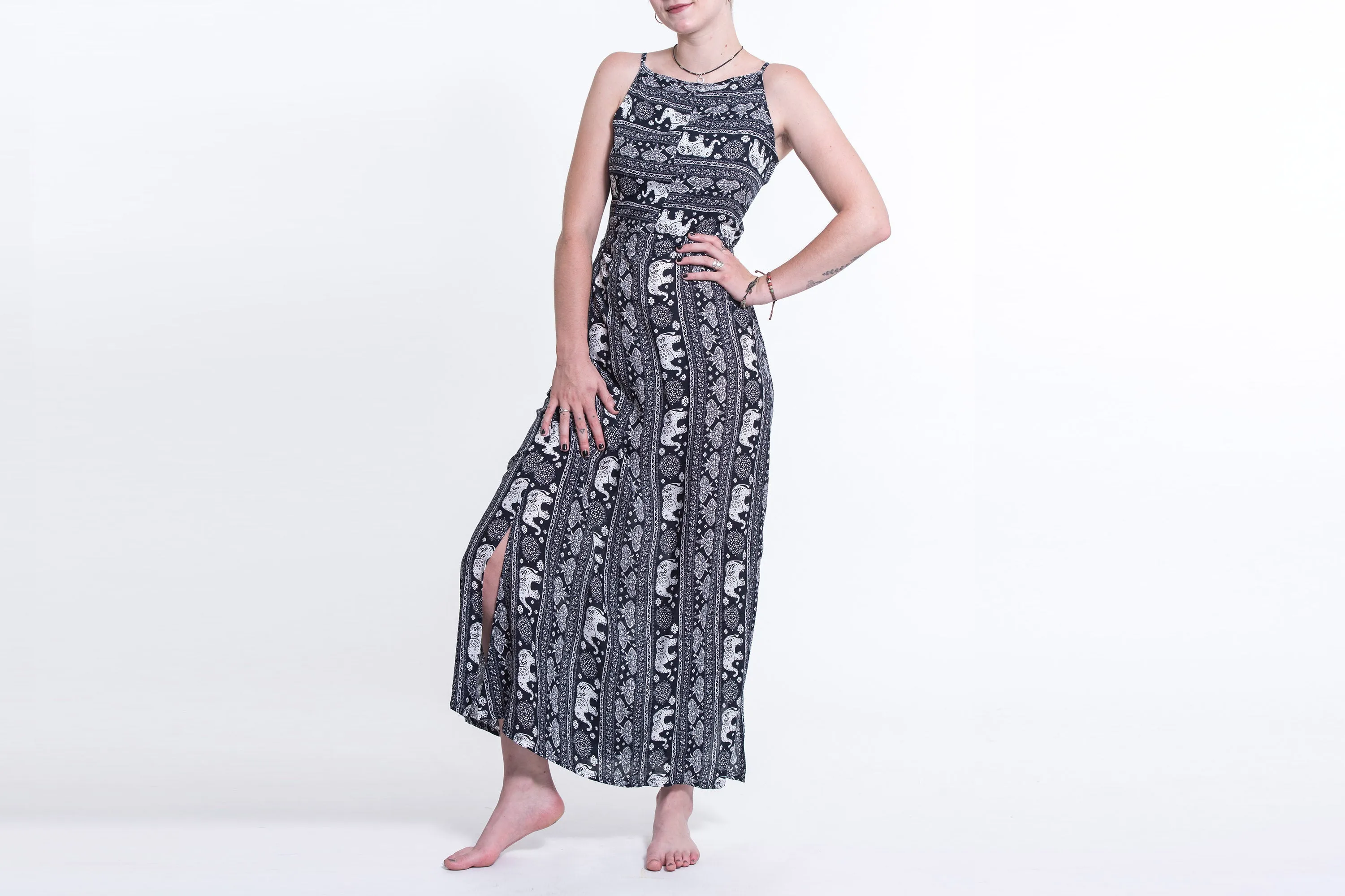 Wild Elephant Tie Back Maxi Dress in Navy