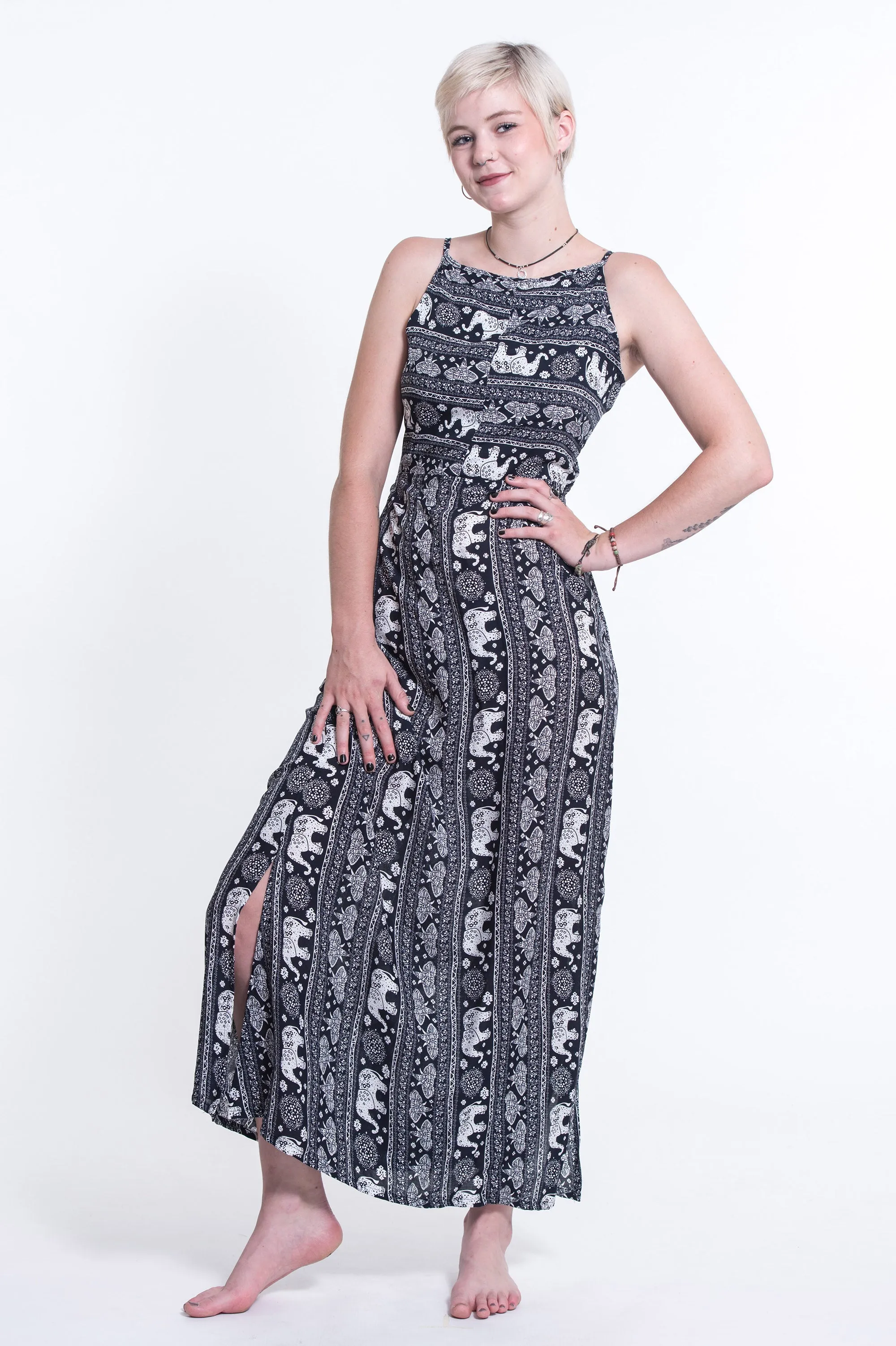 Wild Elephant Tie Back Maxi Dress in Navy