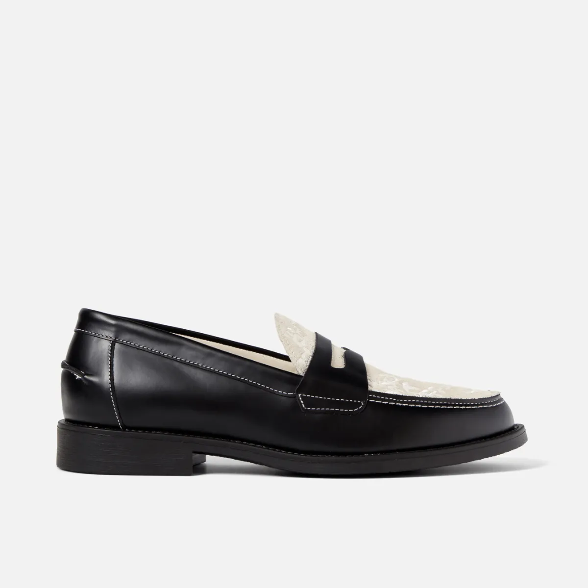 Wilde Black + White Vine Penny Loafer - Men's